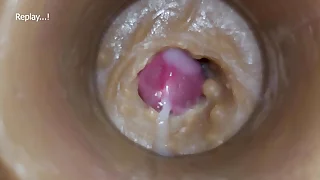 Extreme close up&excl; Injecting a extensive dose of sperm pussy toy Camera 4k